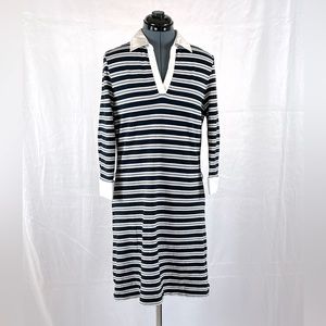 346 Brooks Brothers collared/cuffed striped dress navy/white L 309